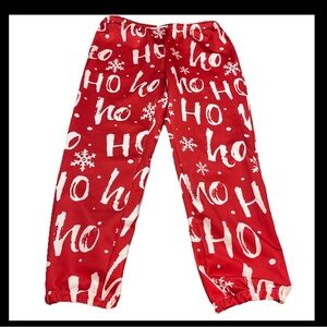 RED White Ho Ho Ho Santa Joggers Sweatpants Pockets Stretch Waist Men Large New